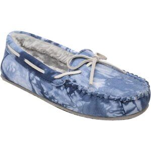 Women's Tie Dye Carrie Faux Fur Leather Fabric Light Blue Slippers Boot Shoes